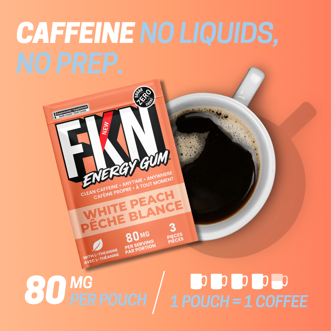 FKN Caffeine Gum Mini Pack (White Peach) (6 Pack)