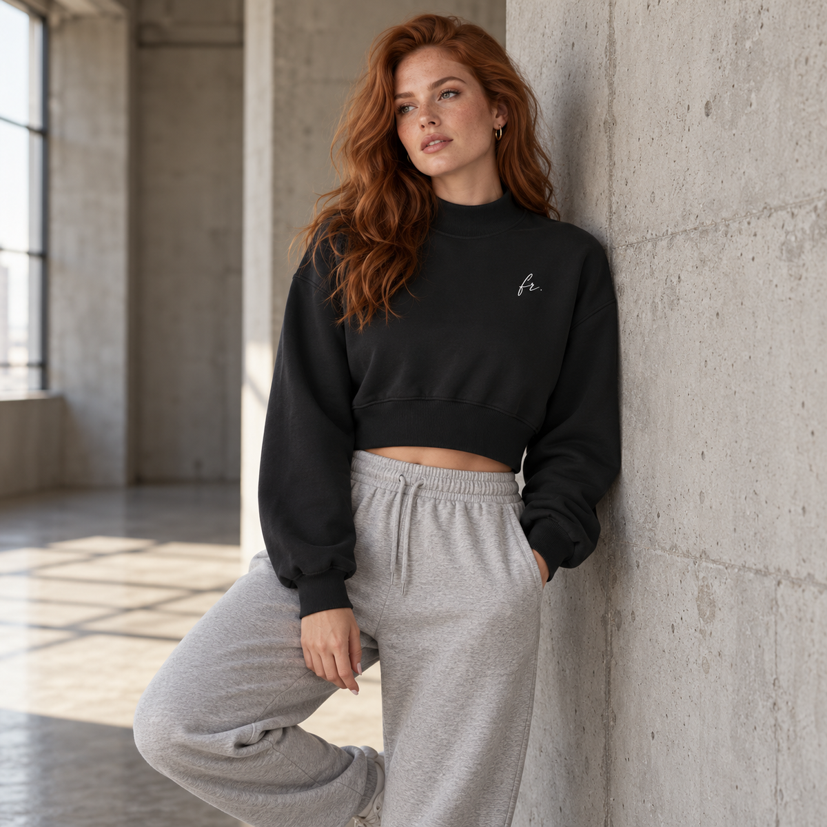 Women's Crop Mock Neck Sweatshirt