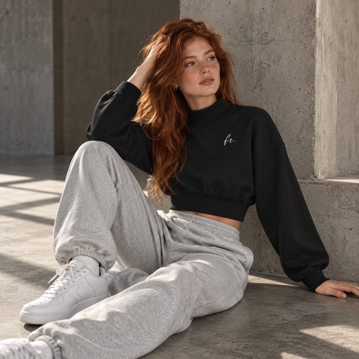 Women's Crop Mock Neck Sweatshirt