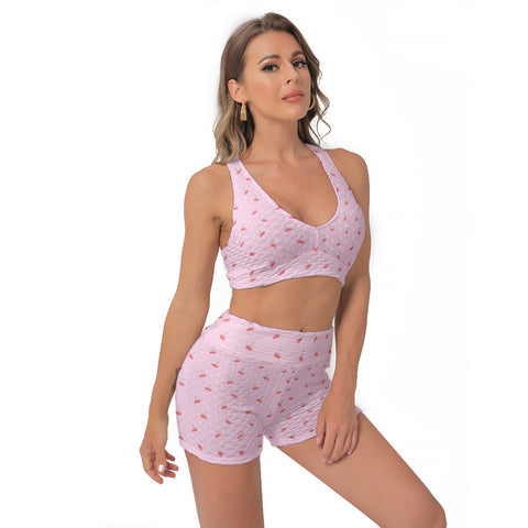 Cherry Ribbed Yoga Set