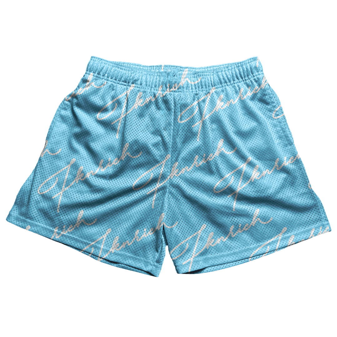 Script Shorts (Baby Blue)