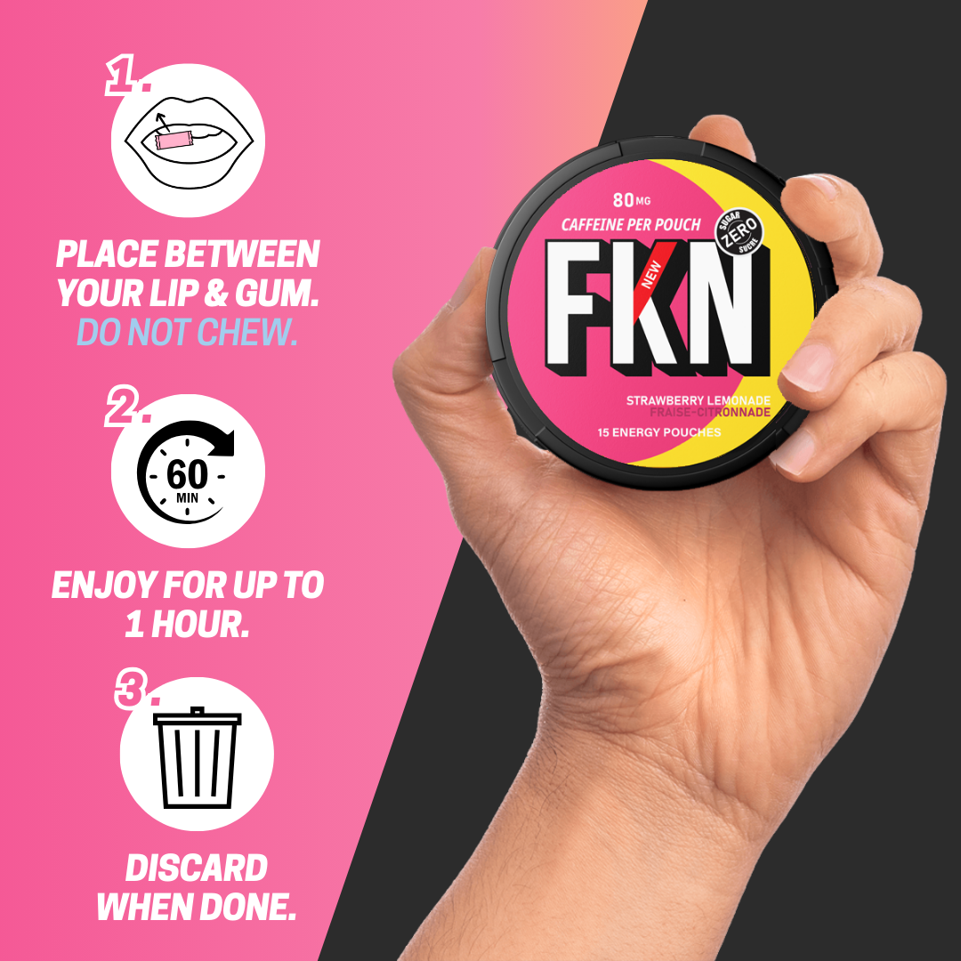 FKN Caffeine Pouches (Strawberry Lemonade) 80MG (Sleeve of 5)