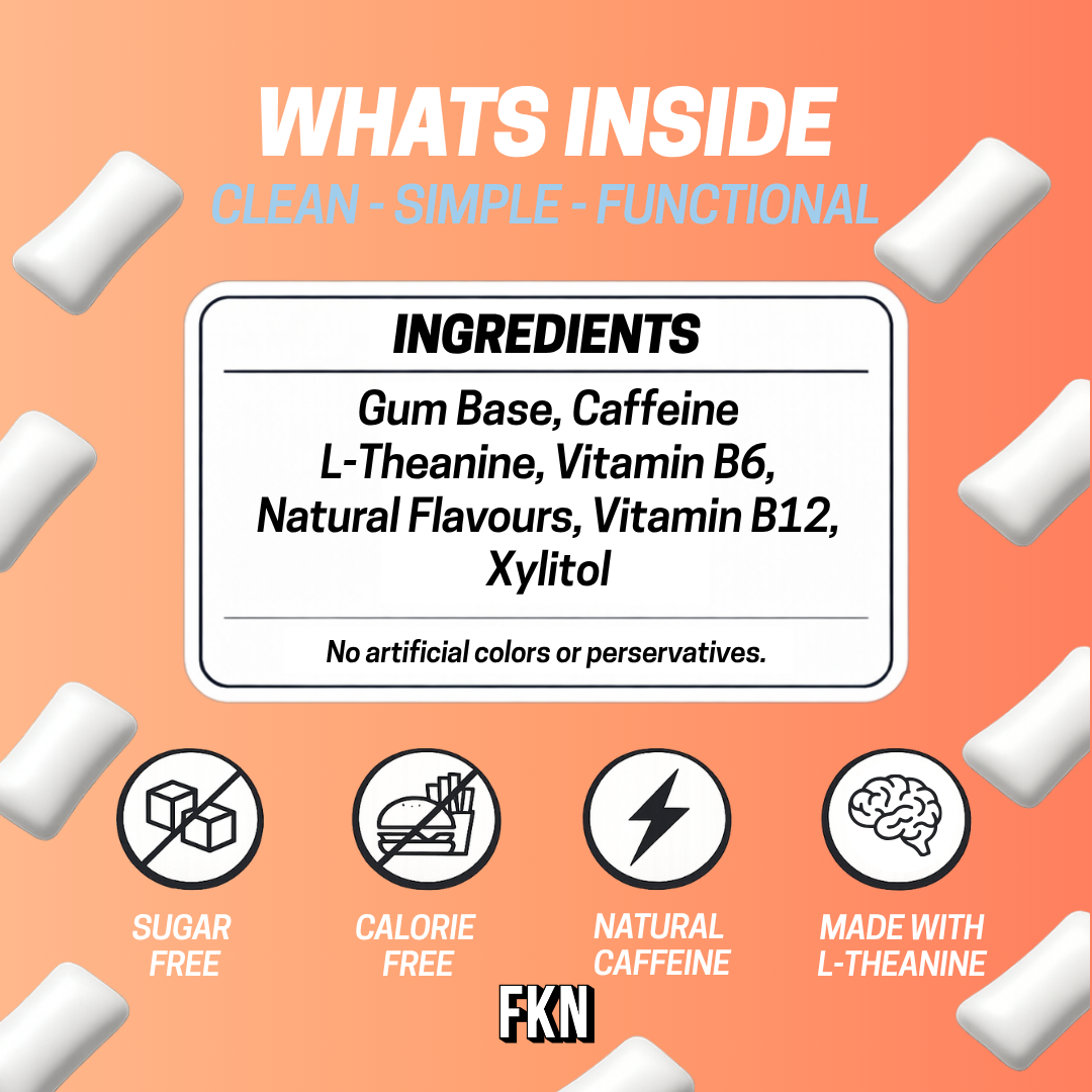 FKN Caffeine Gum Mini Pack (White Peach) (6 Pack)