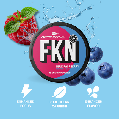 FKN Caffeine Pouches (Blue Raspberry) 80MG (Sleeve of 5)