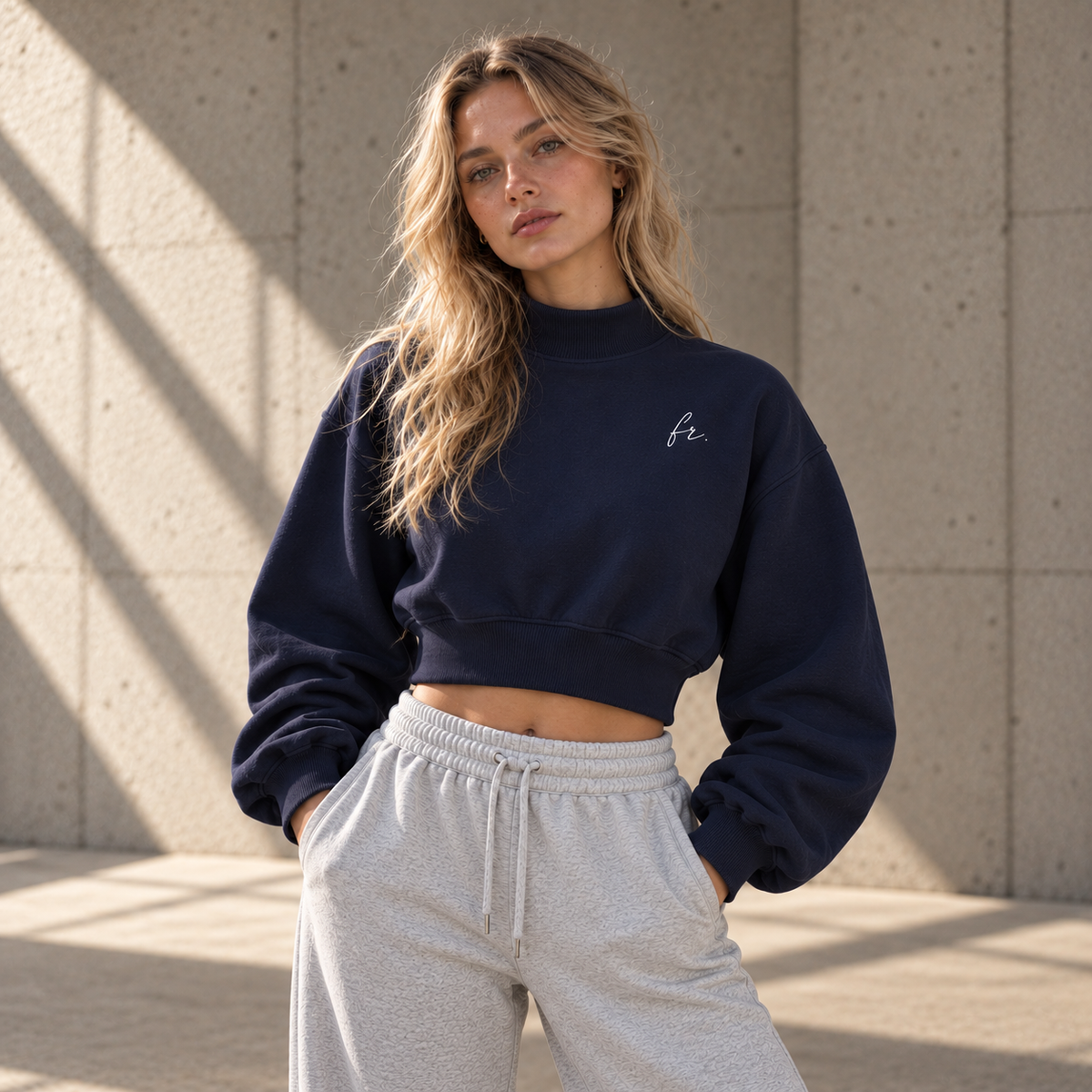 Women's Crop Mock Neck Sweatshirt