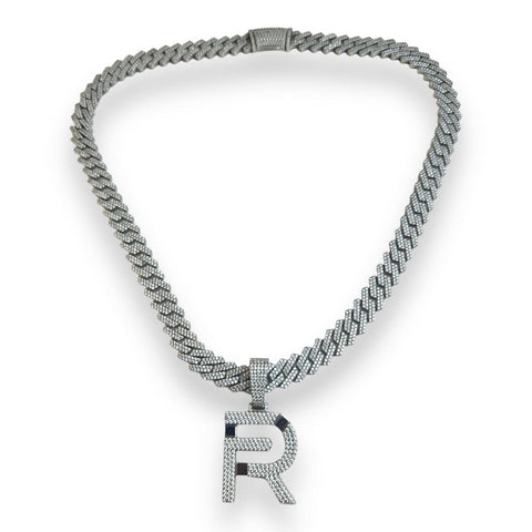 FR 34.5 Carat Pendant and Diamond Cuban Chain