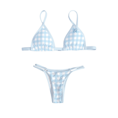 Light Blue Plaid Bikini Set